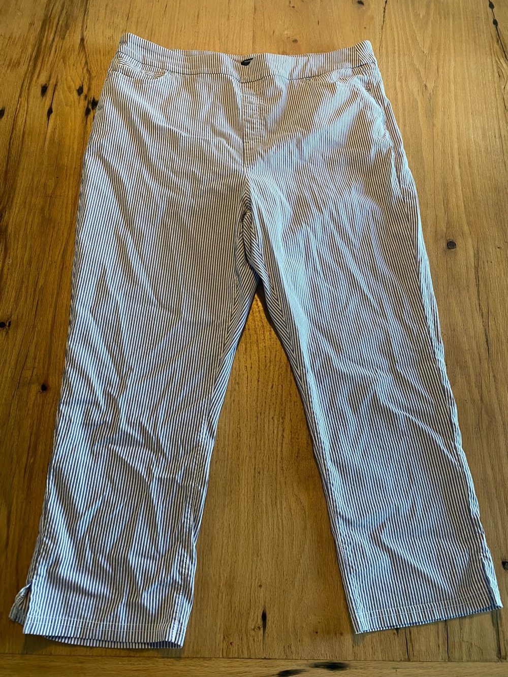 Mario Serrani Blue and White Striped Seersucker Chinos